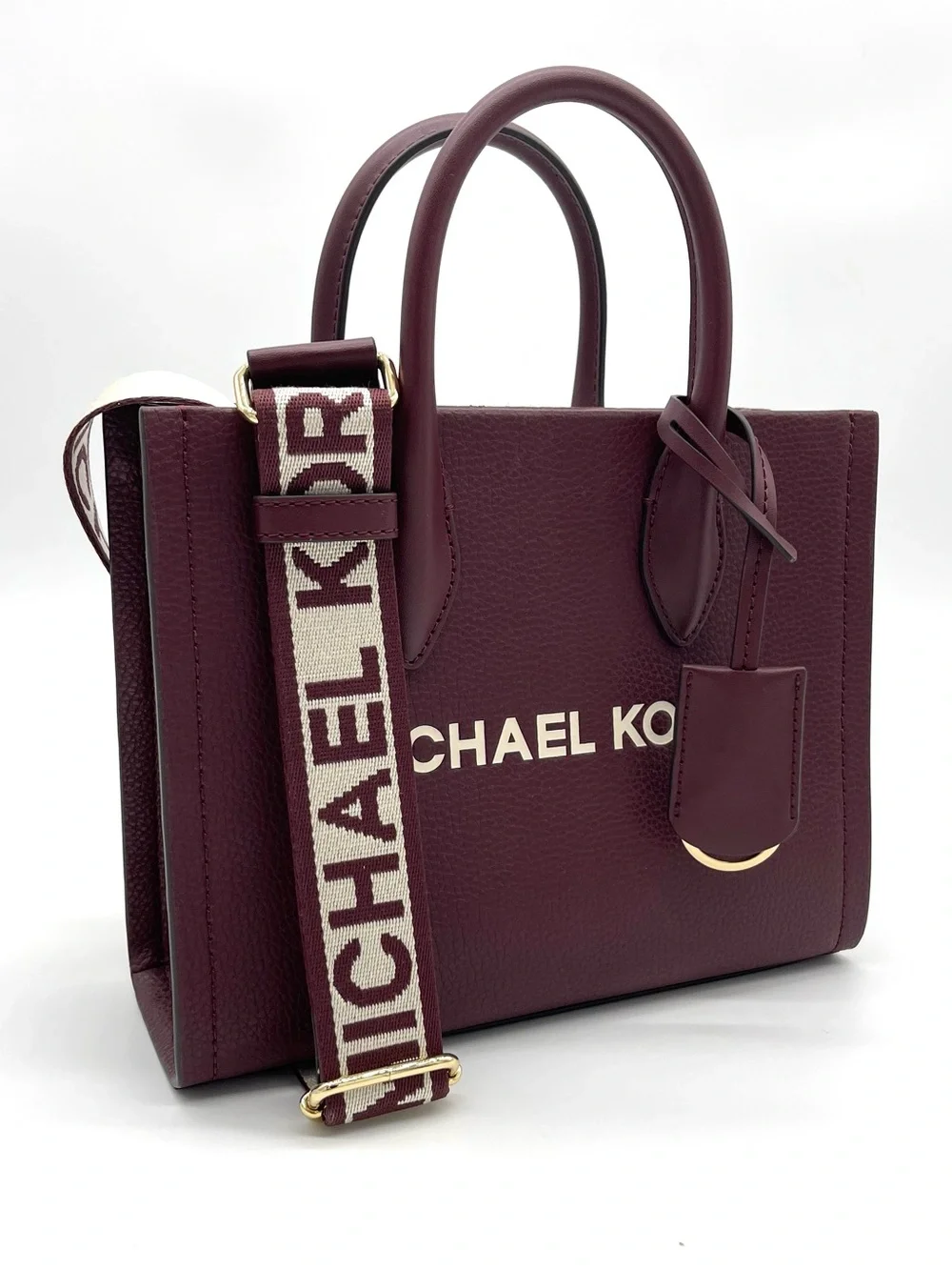 Michael Kors Small Mirella Leather Tote Crossbody Bag with Signature Strap